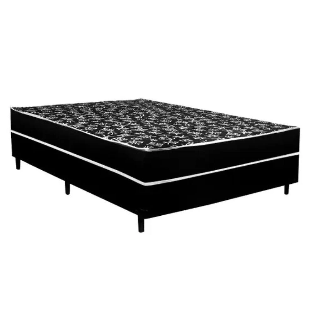 Cama Box Conjugada Casal Cama Conjugado Ortopédica Espuma Poliéster Preto