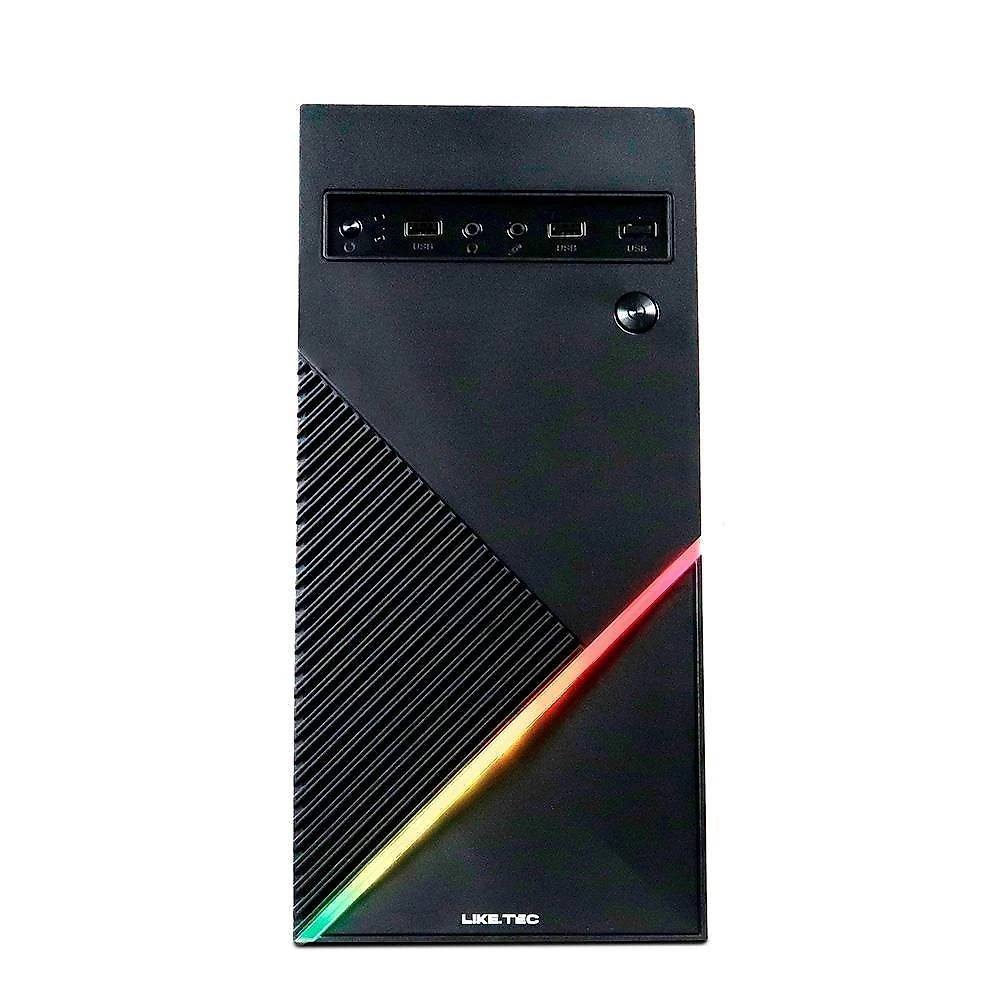 Gabinete Gamer Liketec Basic One V2, Mid Tower, RGB, LED, ATX, Lateral em Acrílico, Sem FANs, Preto  - LC-MT-ONEV2-2057