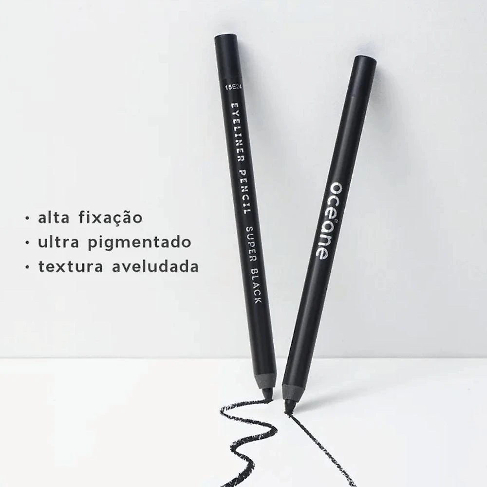 Lápis de Olhos Eyeliner Lapis de Olhos Black - Preto Cor Intensa Oceane