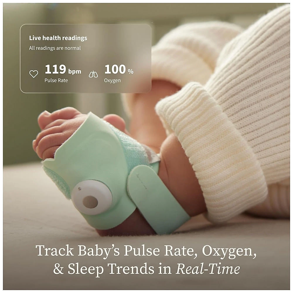 Monitor Sono Owlet Dream Smart Bundle Sensor Dedo Pé Oxigênio Pulso Cama Bebê WiFi Criptografado Branco