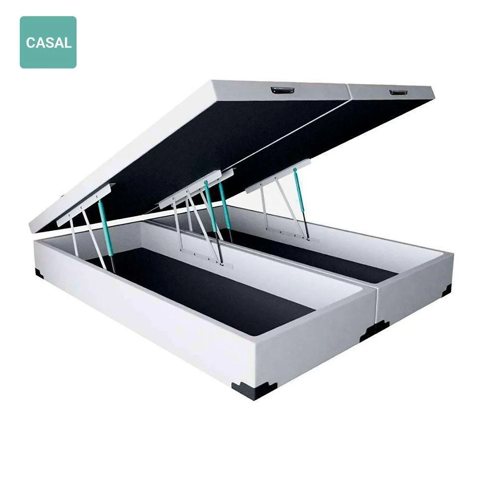 Cama Box Baú Casal Bipartida Branco Sintético 138x188