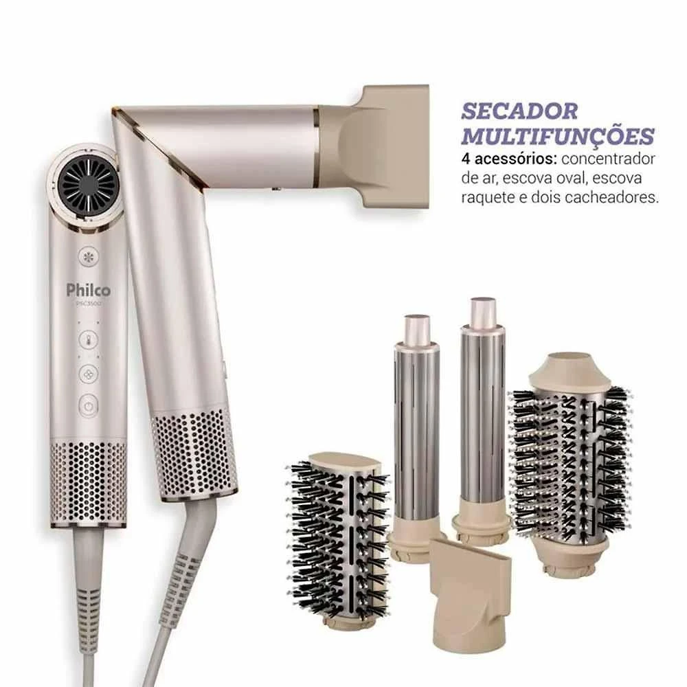 Secador De Cabelos Philco 4 Em 1 Dobrável íon Tourmaline Psc3500