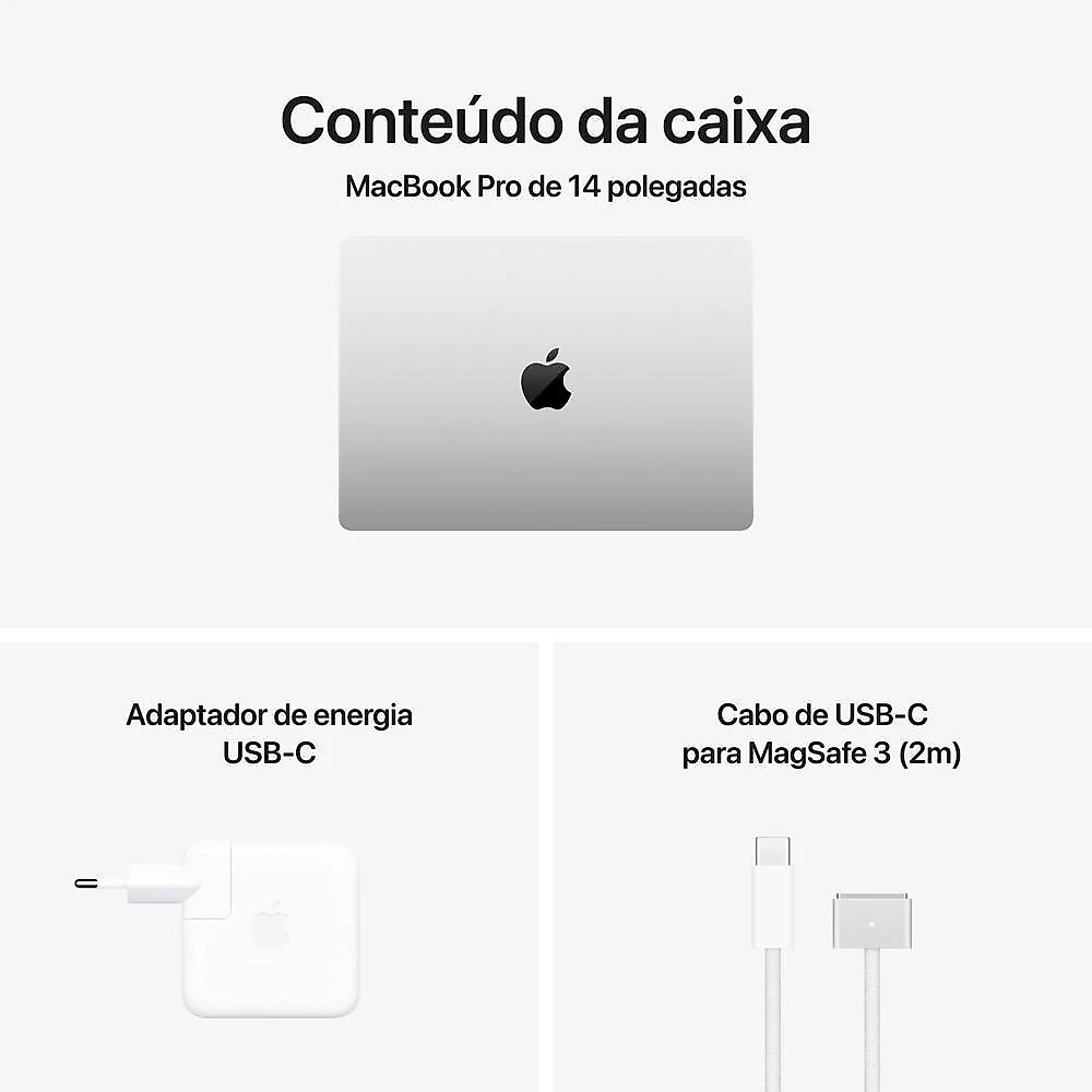 Apple MacBook Pro 14", M5, CPU de 10 núcleos, GPU de 10 núcleos, 24GB RAM, 1TB SSD - Prateado