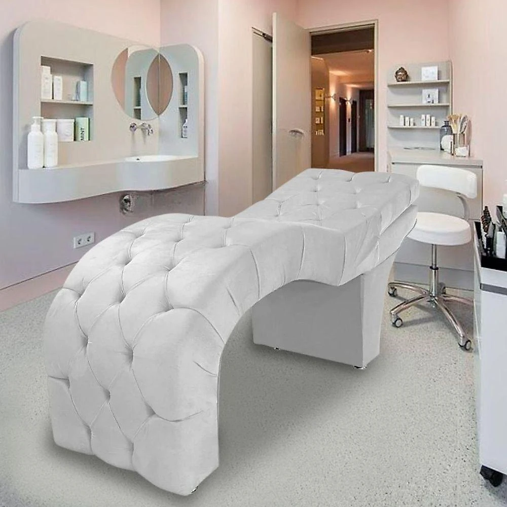 Maca Estética Estofada Reclinável Ergonômica Suede Ludmilla Branco