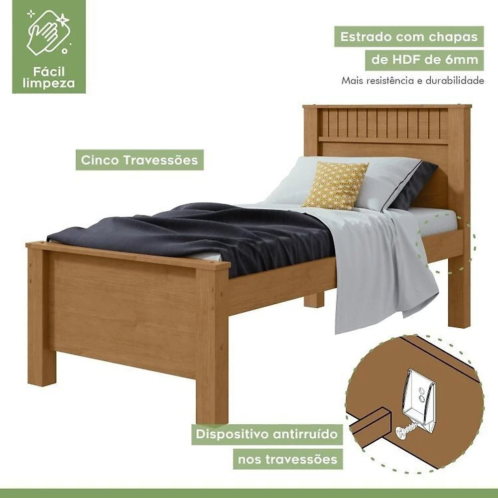 Quarto Infantil com Guarda-roupa Solteiro 4 Portas 2 Gavetas Alonzo e Cama Solteiro Athenas Amêndoa Clean