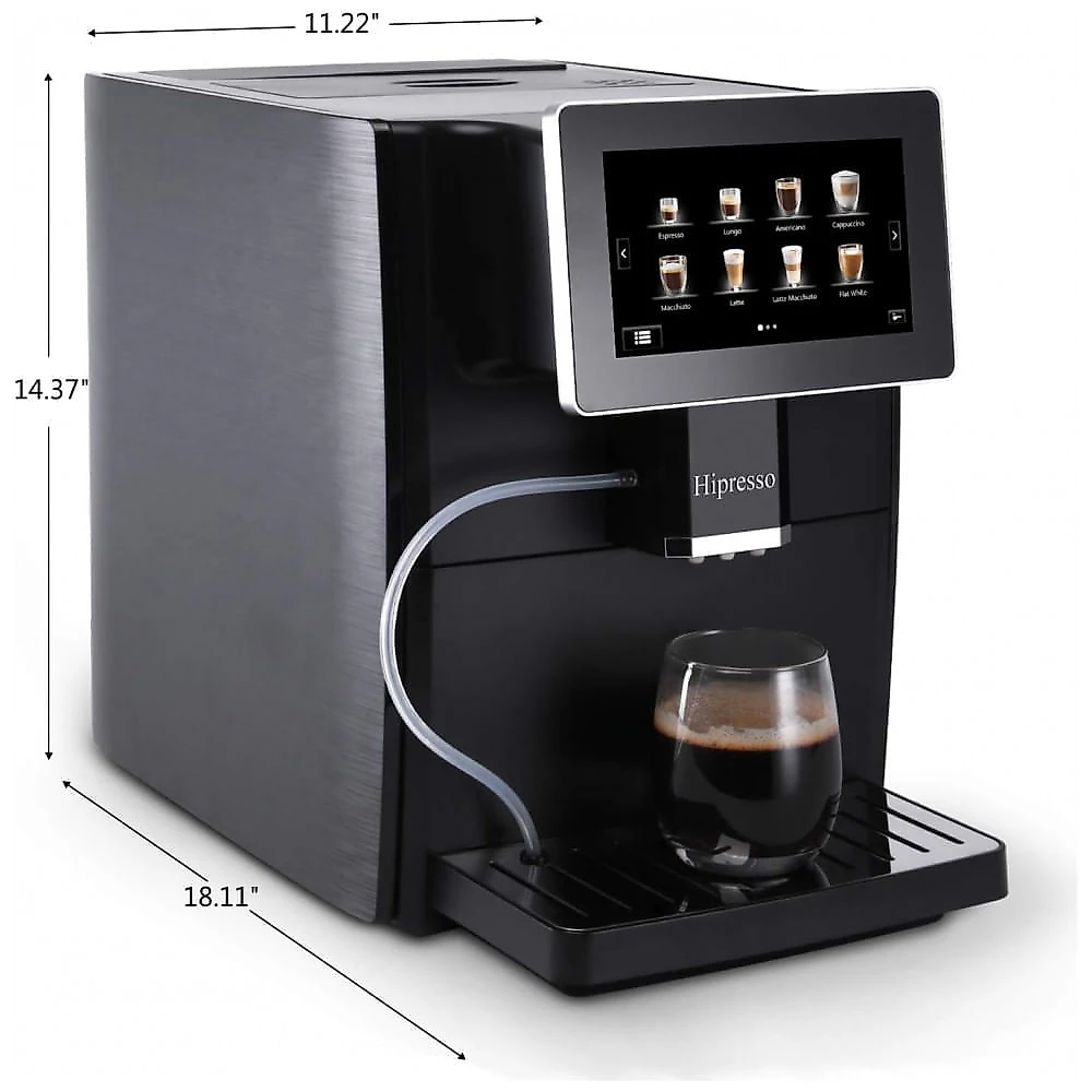 Máquina de Café Expresso Profissional com Painel Digital e Bocal de Leite, 110V, Geekpure, Preta