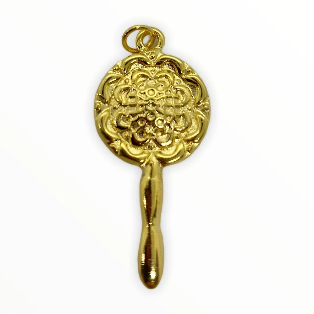 Miniatura Pingente Abebê Oxum 3,40 Cm Em Metal Banhado Dourado 7174