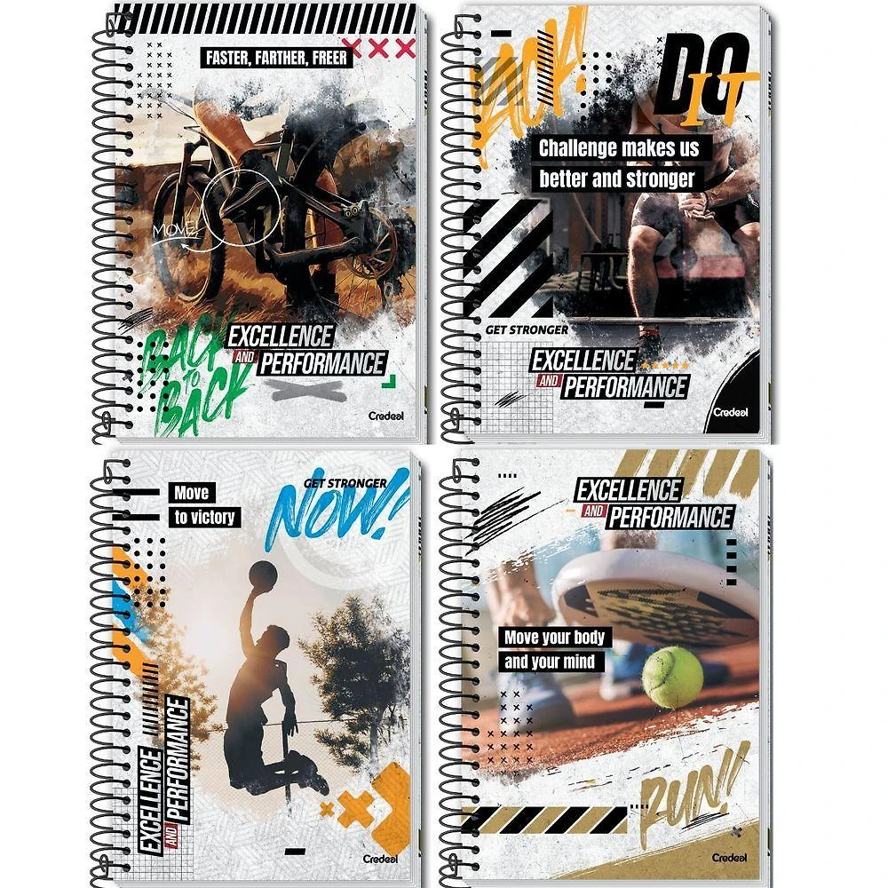 Caderno Espiral Capa Dura Credeal Performance 1x1 com Folhas Pautadas e Divisória 21X28CM 96