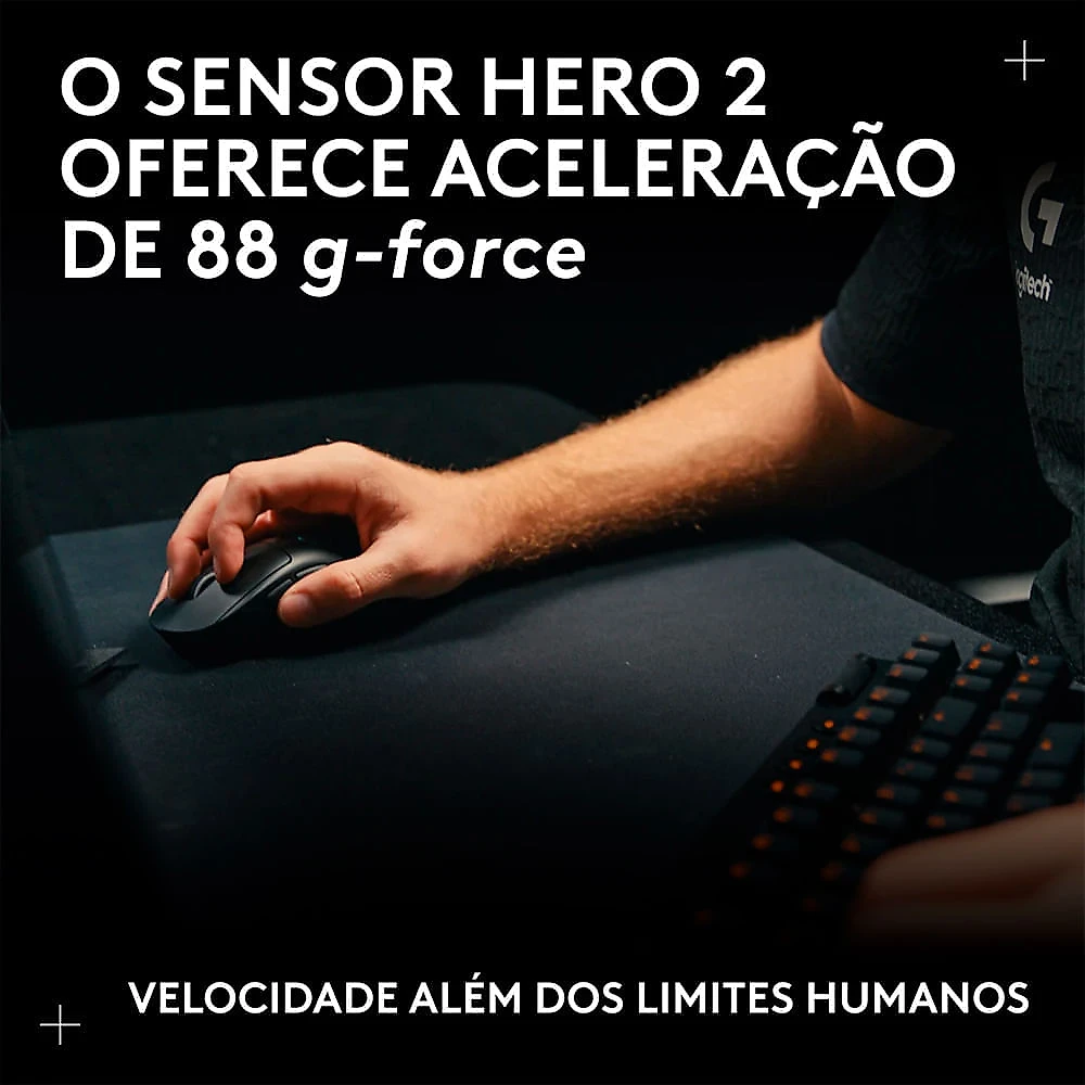 Mouse Gamer Sem Fio Logitech G Pro X Superlight 2c com 5 botões, Sensor 44K DPI, Atualização de até 8 kHz, Preto