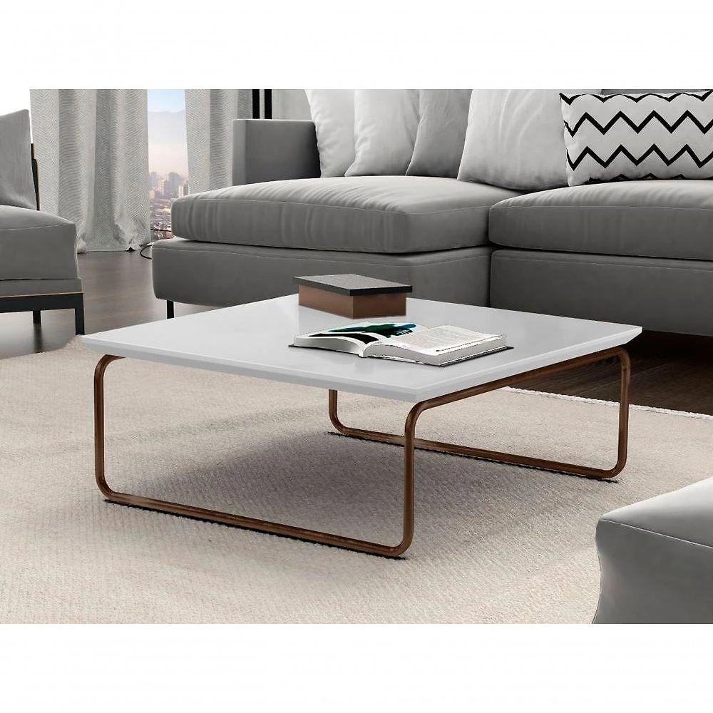 Mesa de Centro Kairos Quadrada MDF Metal 70CM Branco Lar Flex