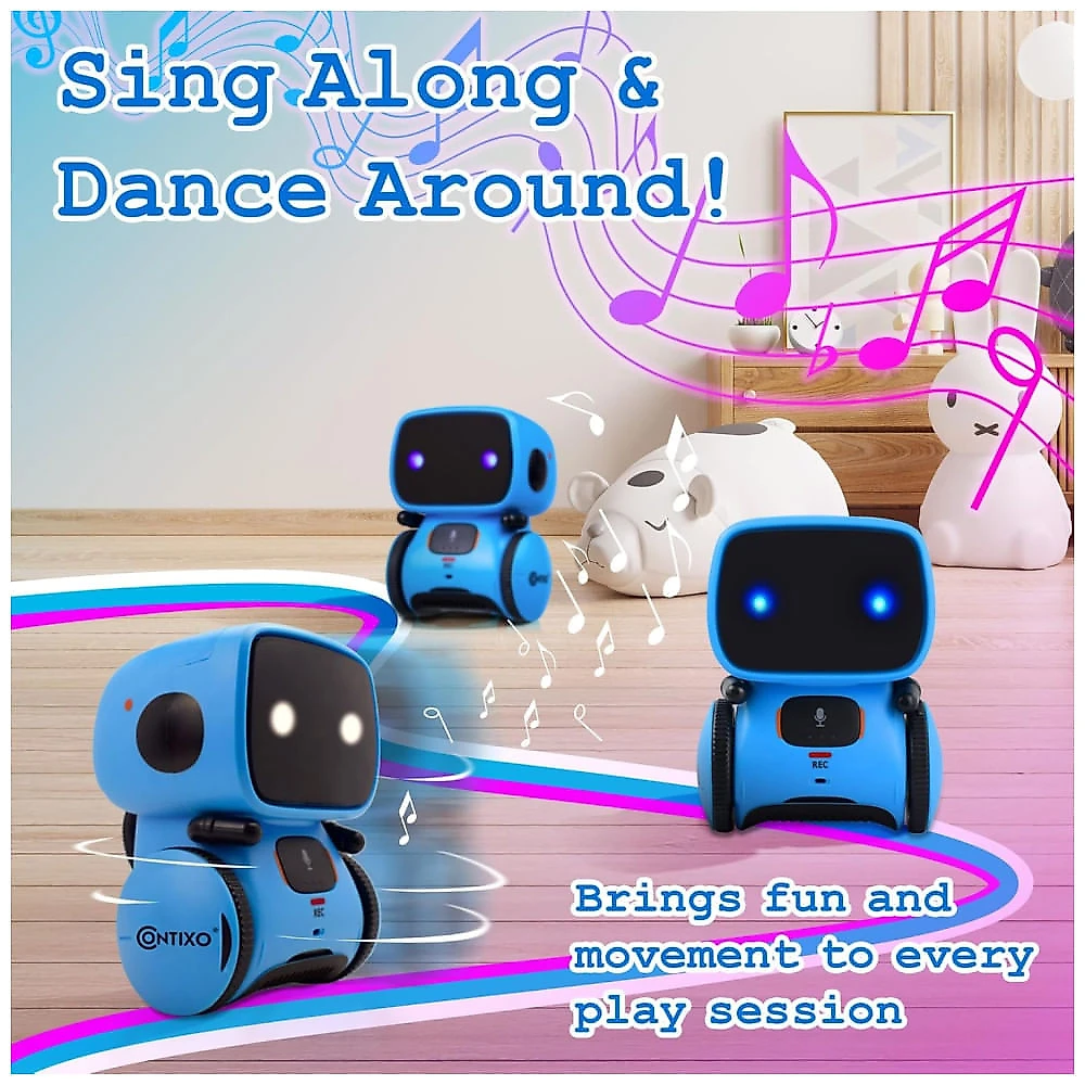 Robô Inteligente para Crianças Contixo R1, com Controle de Voz, Dança, Canto e Aprendizado. Ideal para Meninos e Meninas de 3 a 8 Anos.
