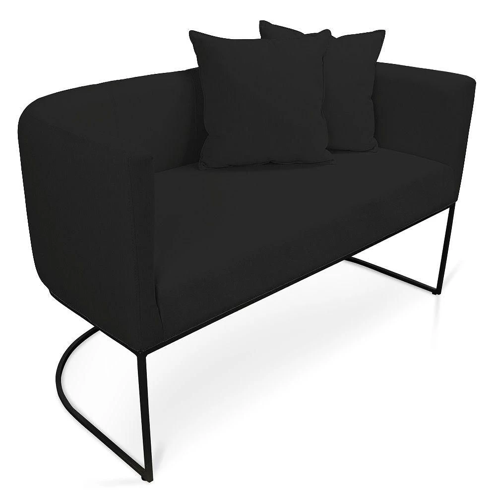 Namoradeira 02 Lugares Linho Metálica Preto Cor A79 Preto