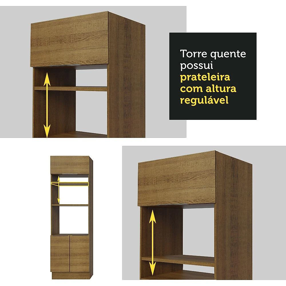 Armário de Cozinha Completa 310cm Rustic Stella Madesa 03 Rustic