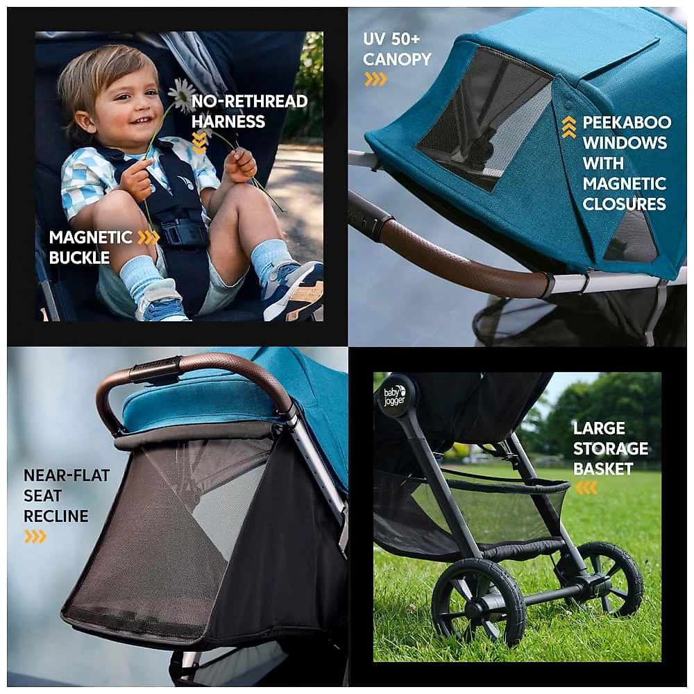 Carrinho Baby Jogger City Mini GT3 Preto Todo Terreno 3 Rodas Pneus Forever Air