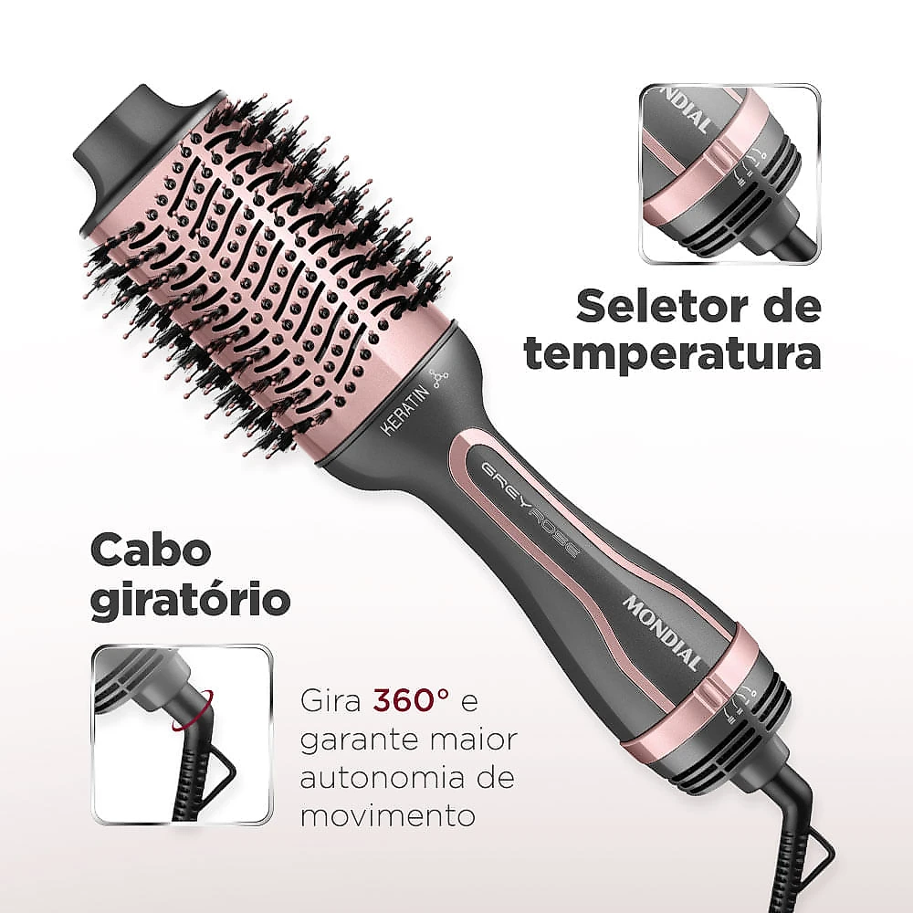 Escova Secadora Mondial Keratin Bivolt - ES-11-BI ESCOVA SECADORA ES-11-BI BIVOLT .