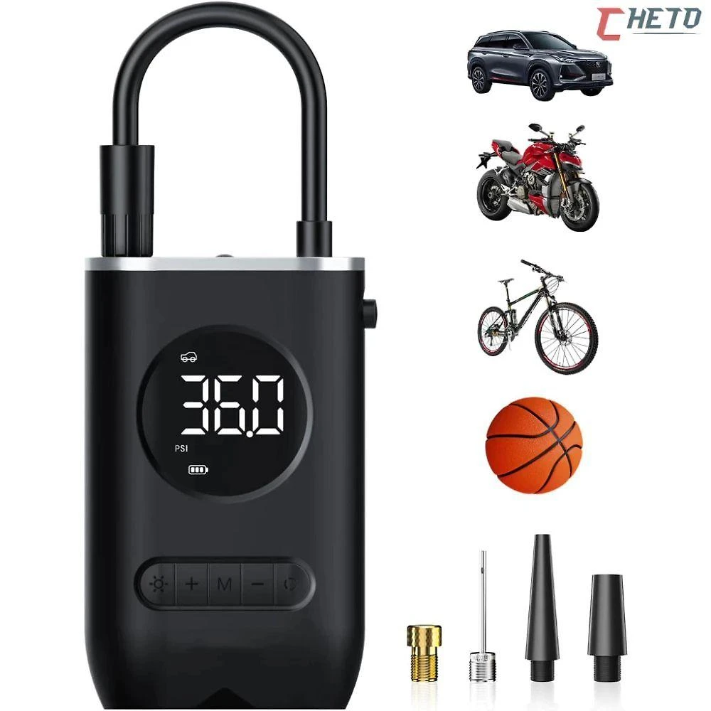 Mini Compressor de Ar Portátil Digital USB Recarregável Calibrador de Pneu