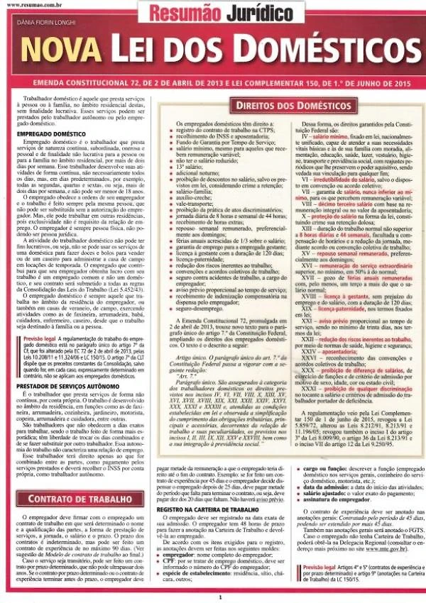 Resumao Juridico - Nova Lei Dos Domesticos