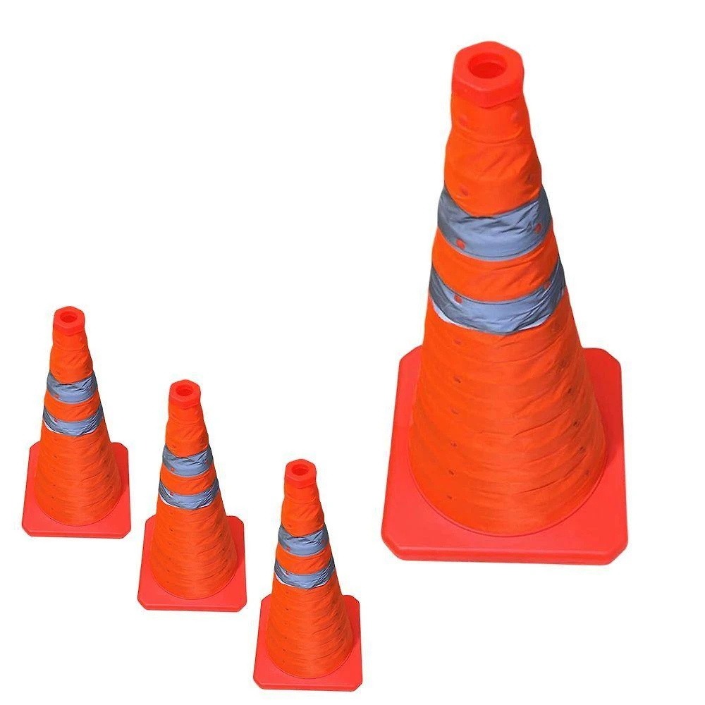 Kit 3 Cones de Sinalização Retráteis SU-CONE1-1 Dobráveis 70cm Laranja Leva Pra Casa