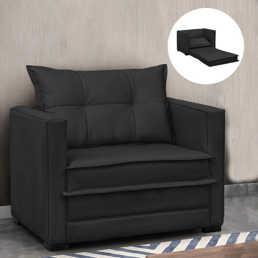 Poltrona Cama Retrátil Solteiro Milenni Veludo Preto B03 - D'rossi