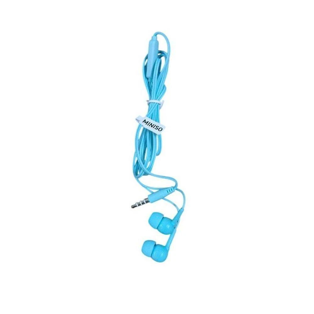 Fone de Ouvido com Fio Miniso Brasil Kit 03 Conector P2 com Estojo Azul