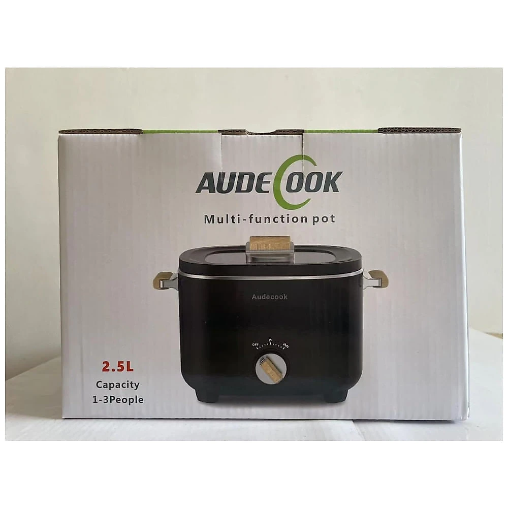 Multicooker Elétrico Audecook 2.5L Bege com Revestimento Antiaderente, Controle de Potência Dual, Modelo AHP-2.5L, Voltagem 110V