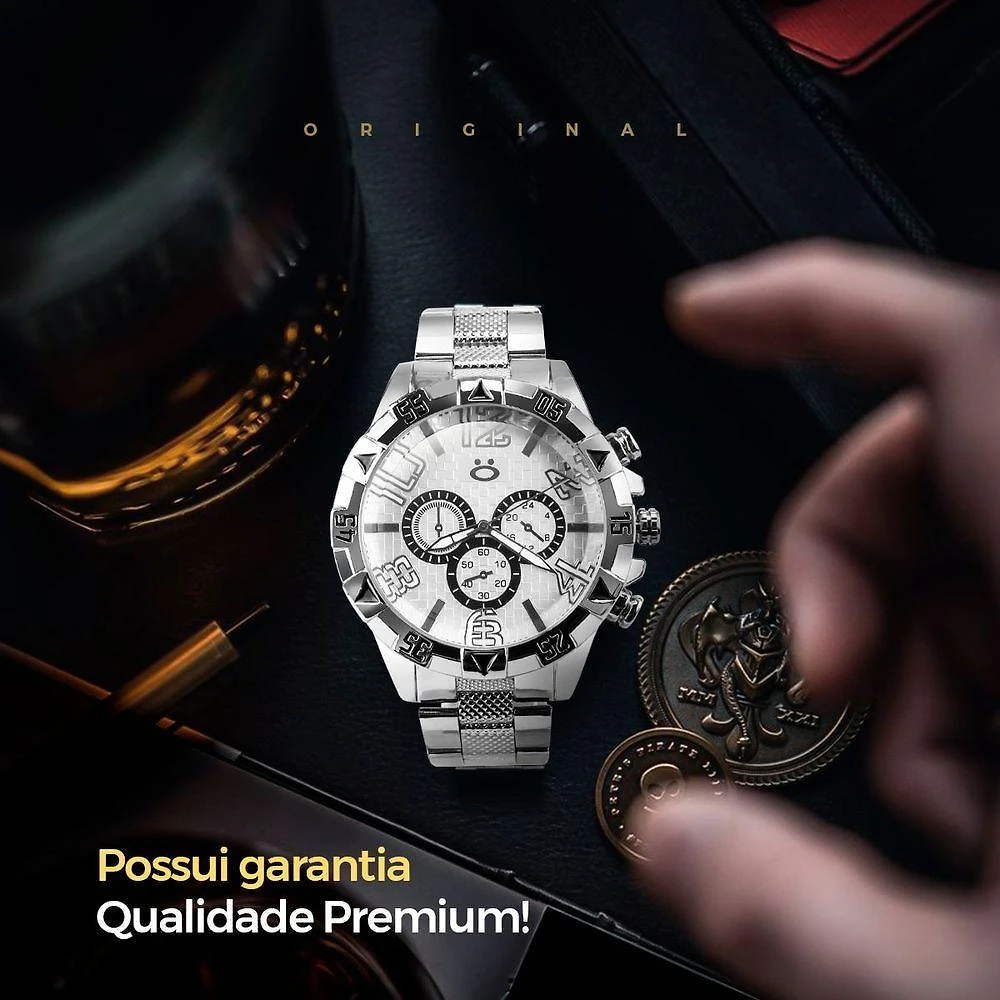 Miniatura Relogio Prova Dagua Aço Inox + Cordão + Caixa + Pulseira