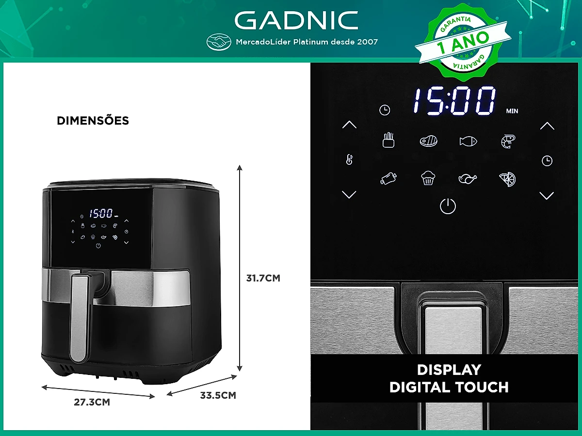 Fritadeira Airfryer Family Digital Gadnic 6.5 Litros