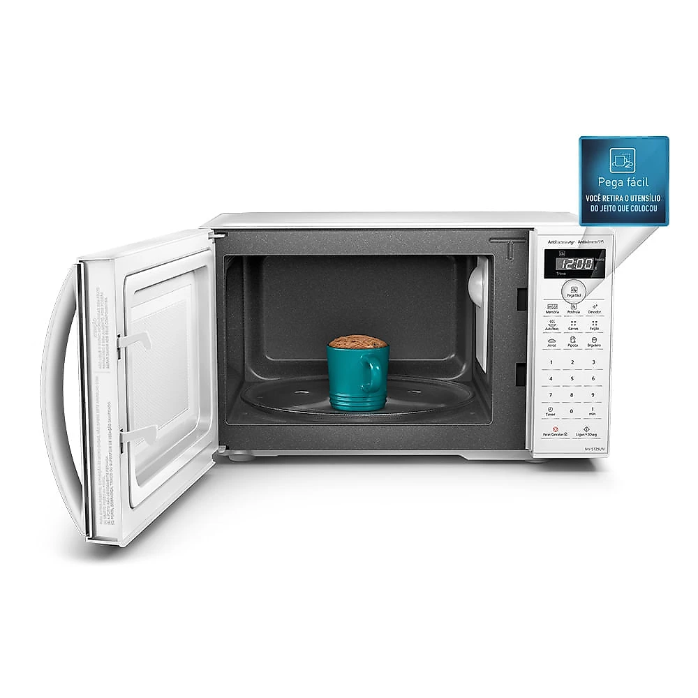 Miniatura Microondas Panasonic Tecnologia Antibactéria AG 21L Branco - NN-ST25LWRU 110v