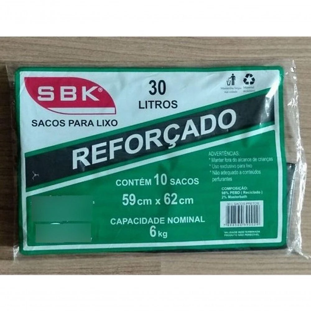 Saco de Lixo Preto 30litros Reforçado 100unidades Abnt em Polietileno para Uso