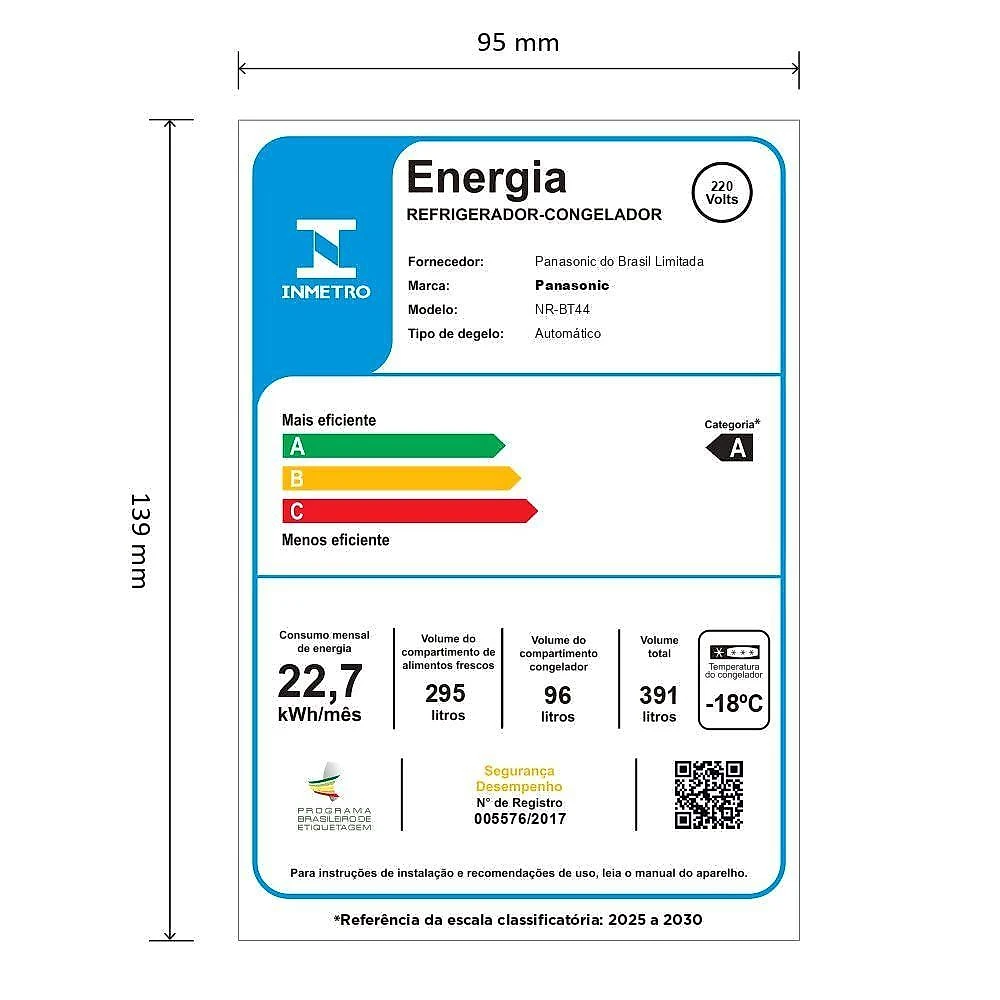 Refrigerador Panasonic Duplex Frost Free Inverter 391L NR-BT44 Inox 110V