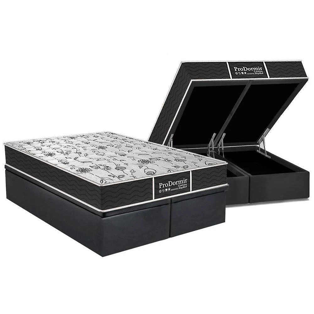 Cama Box Baú King Sleep Black One Face Pillow Top Suede Cinza Probel