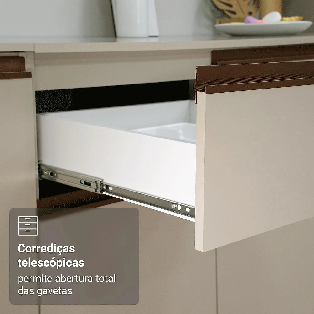 Armário de Cozinha Completa 260 cm Crema Nice Madesa 04
