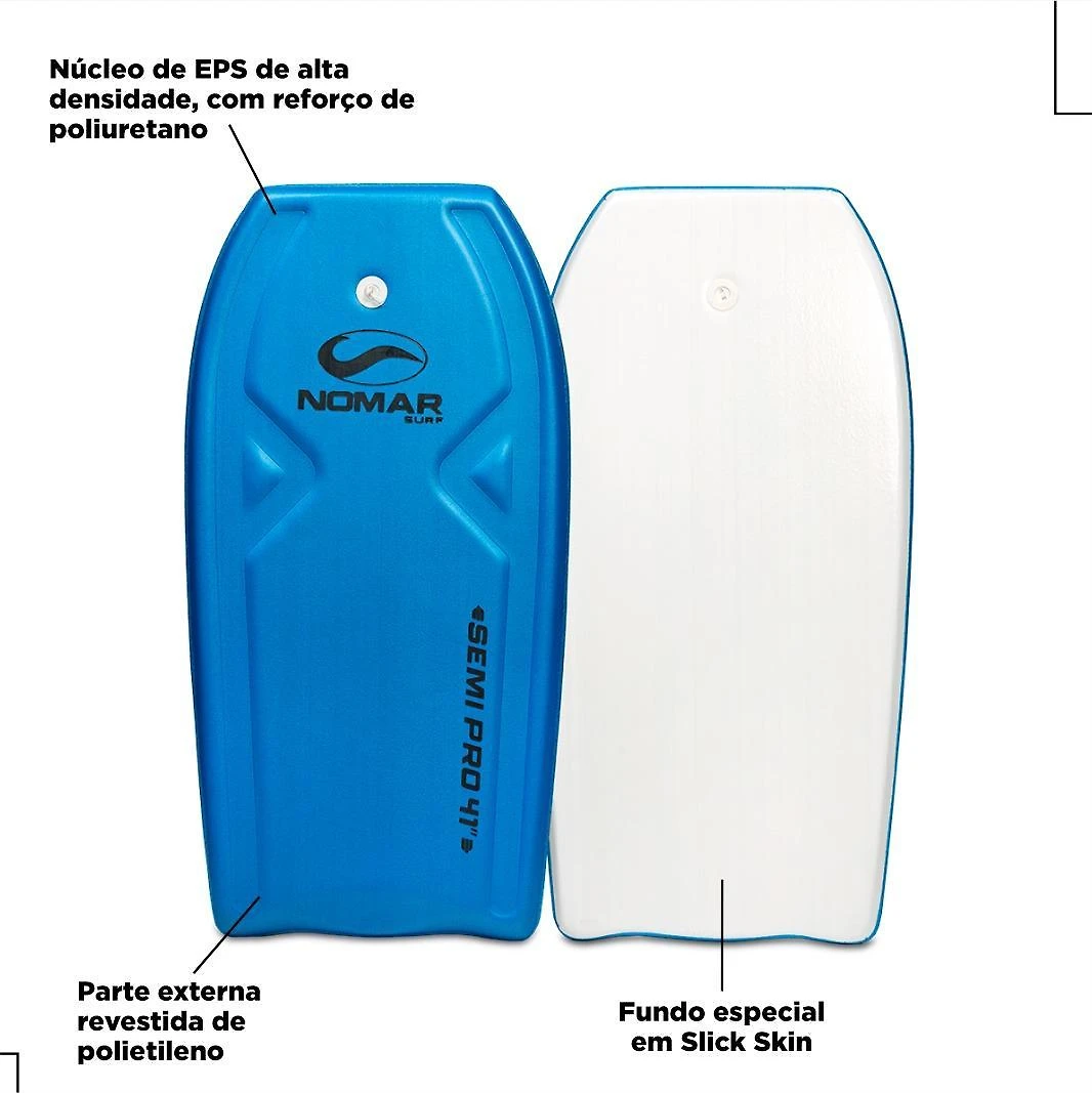 Prancha Bodyboard Semi-Pro 41 Nomar Surf Azul Com Leash