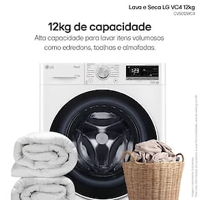 Miniatura Lava e Seca LG 12Kg/7Kg Smart VC4 com Inteligência Artificial AI DD™ CV5012WC4 - Branca 110V