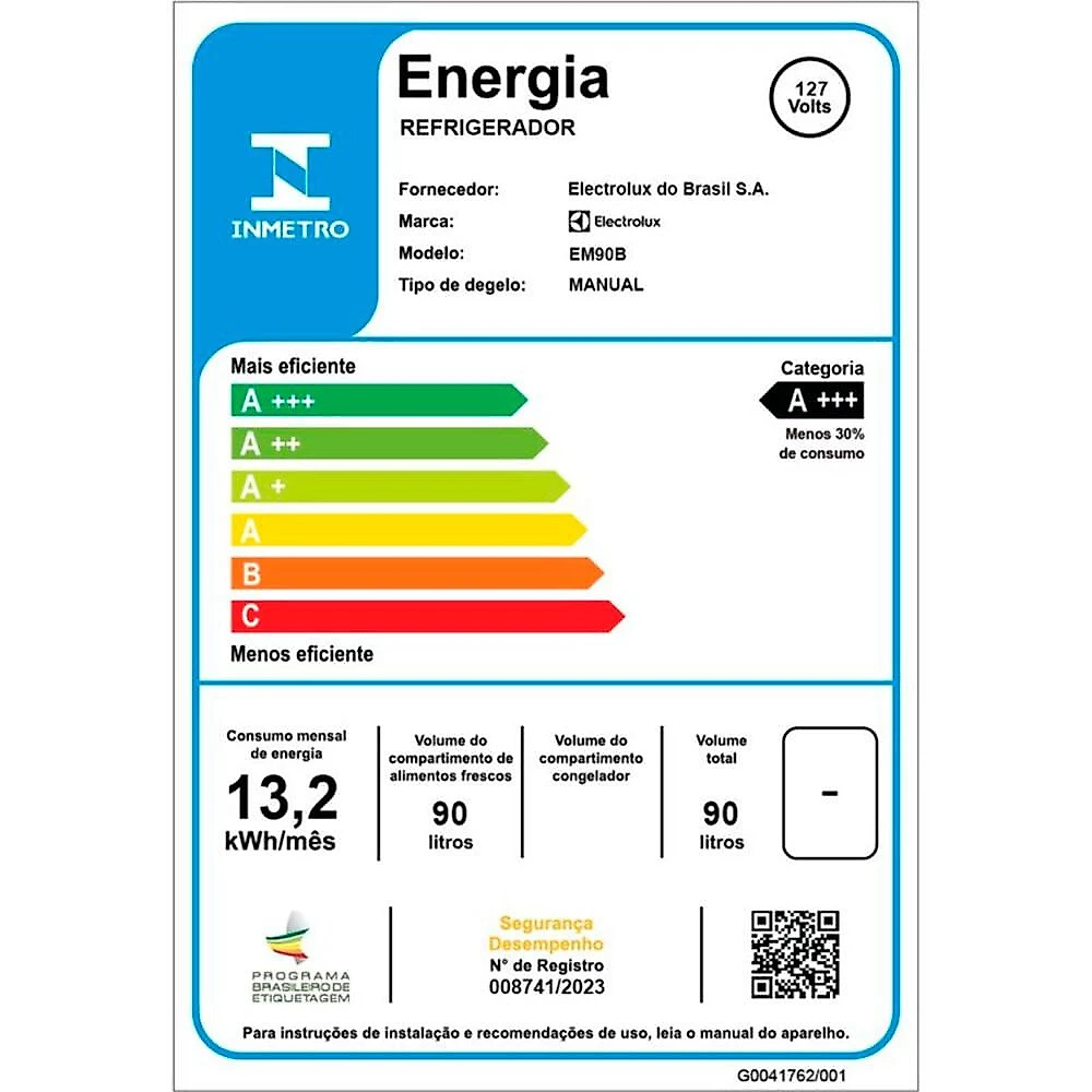 Frigobar Electrolux 90 Litros Efficient com Controle de Temperatura EM90B Preto - 110V
