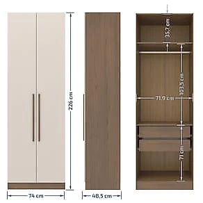 Armário Modulado Bartira Lugano com 2 Portas 2 Gavetas 1 Prateleira Casal – Avelã/Capuccino