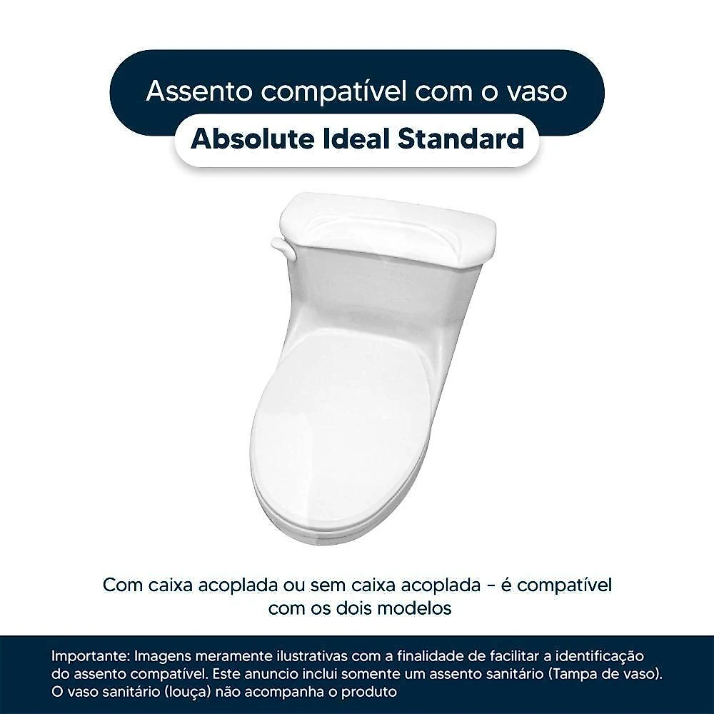 Assento Sanitário Absolute Alongado Resina Plástica Parafusado Antimicrobiano Branco Pontto Lavabo webcontinental-7899983669129