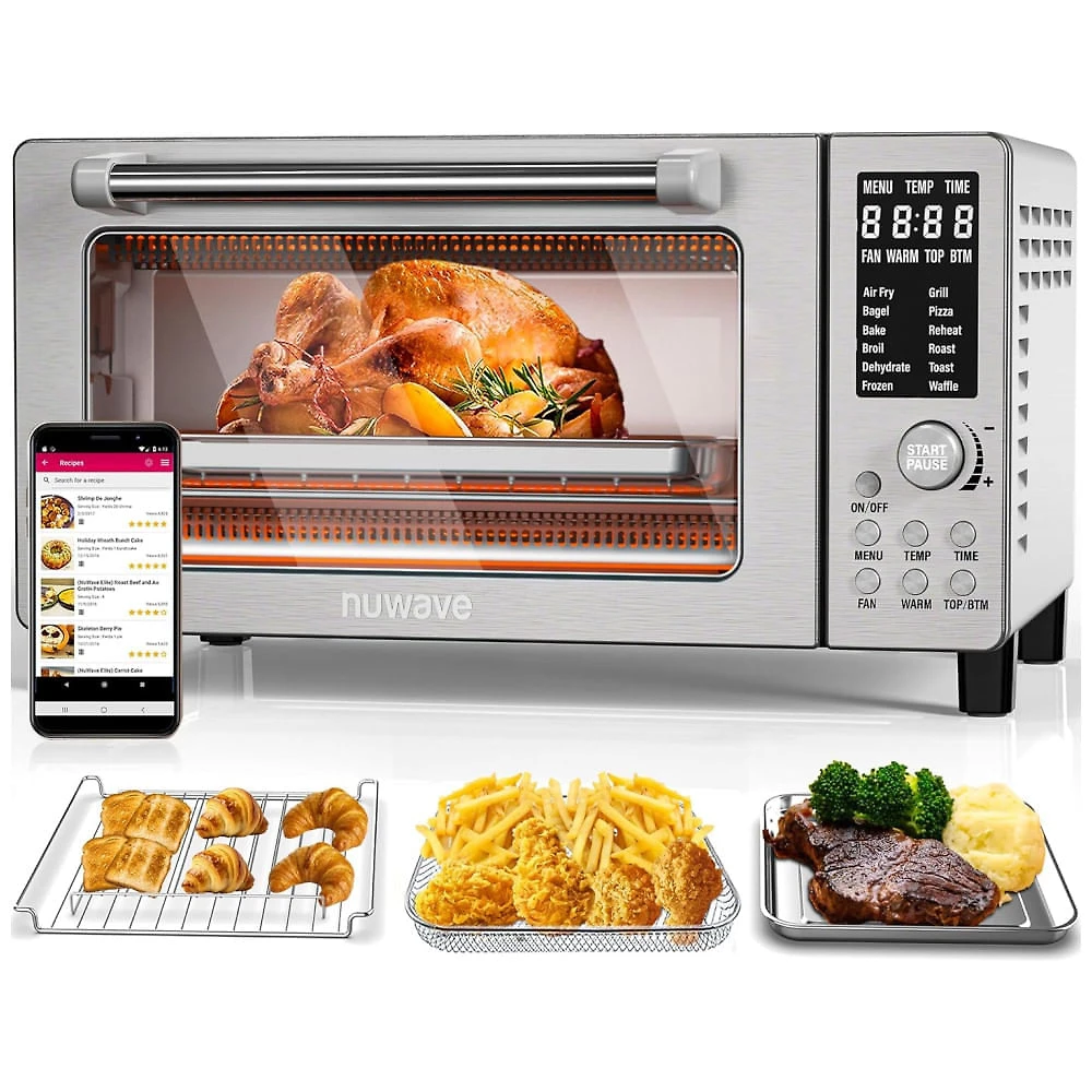 Forno de Convecção 12 em 1, 19,8L com Controle de Temperatura, Display LED e Aquecedores Superior e Inferior, 1800W, N...