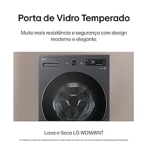 Lava e Seca LG WD16GNTS6 16kg/10kg AI DD Wi-Fi TurboWash 360° Vapor Black Inox 110V
