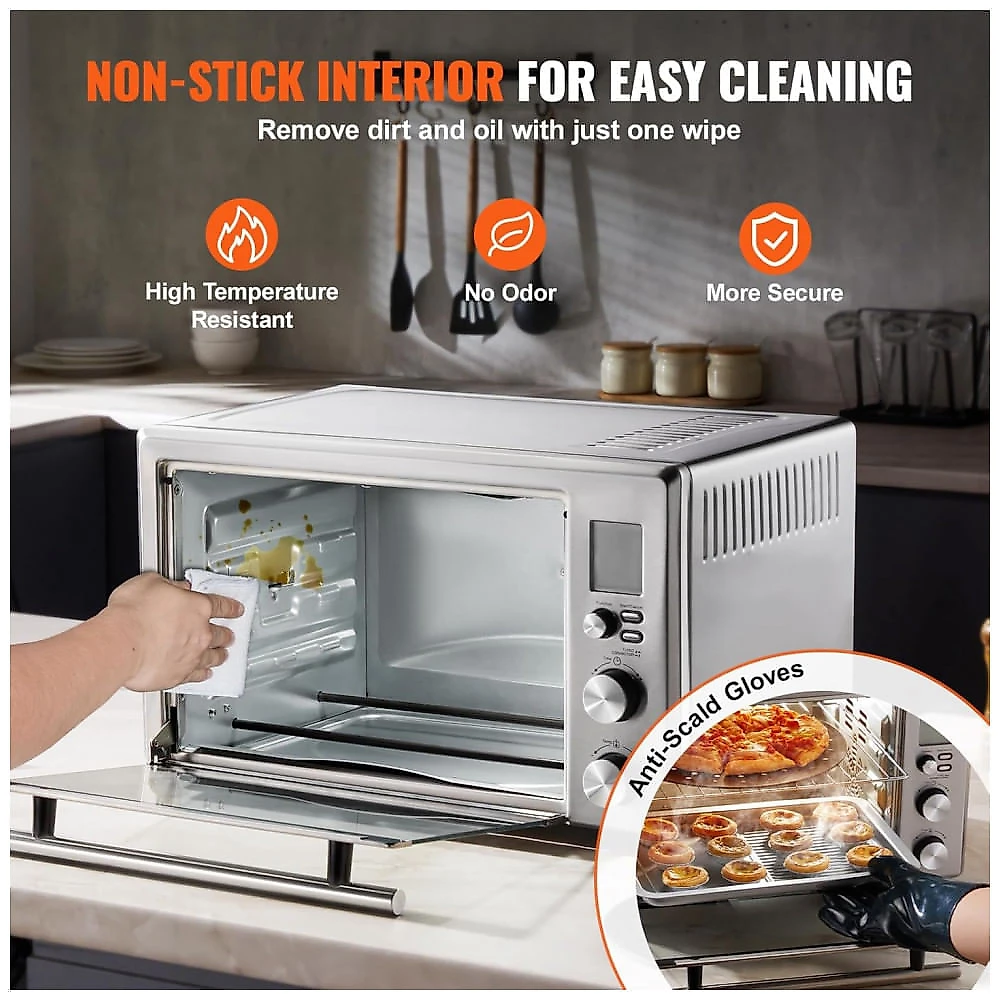 Forno Elétrico Air Fryer VEVOR TE283-D 28L 13-em-1 Inox 2 Grelhas 1800W 110V