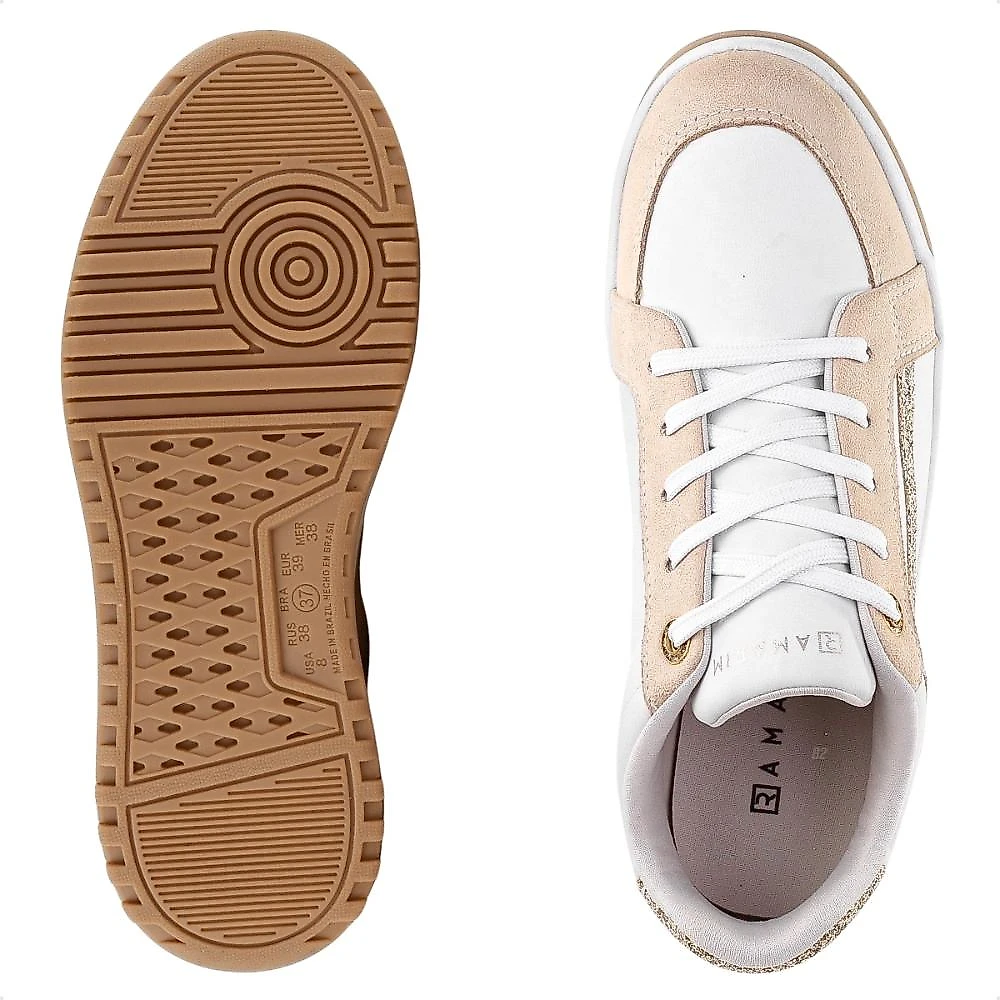 Tênis Ramarim Plataforma Cadarço Feminino Branco / Dourado - 34
