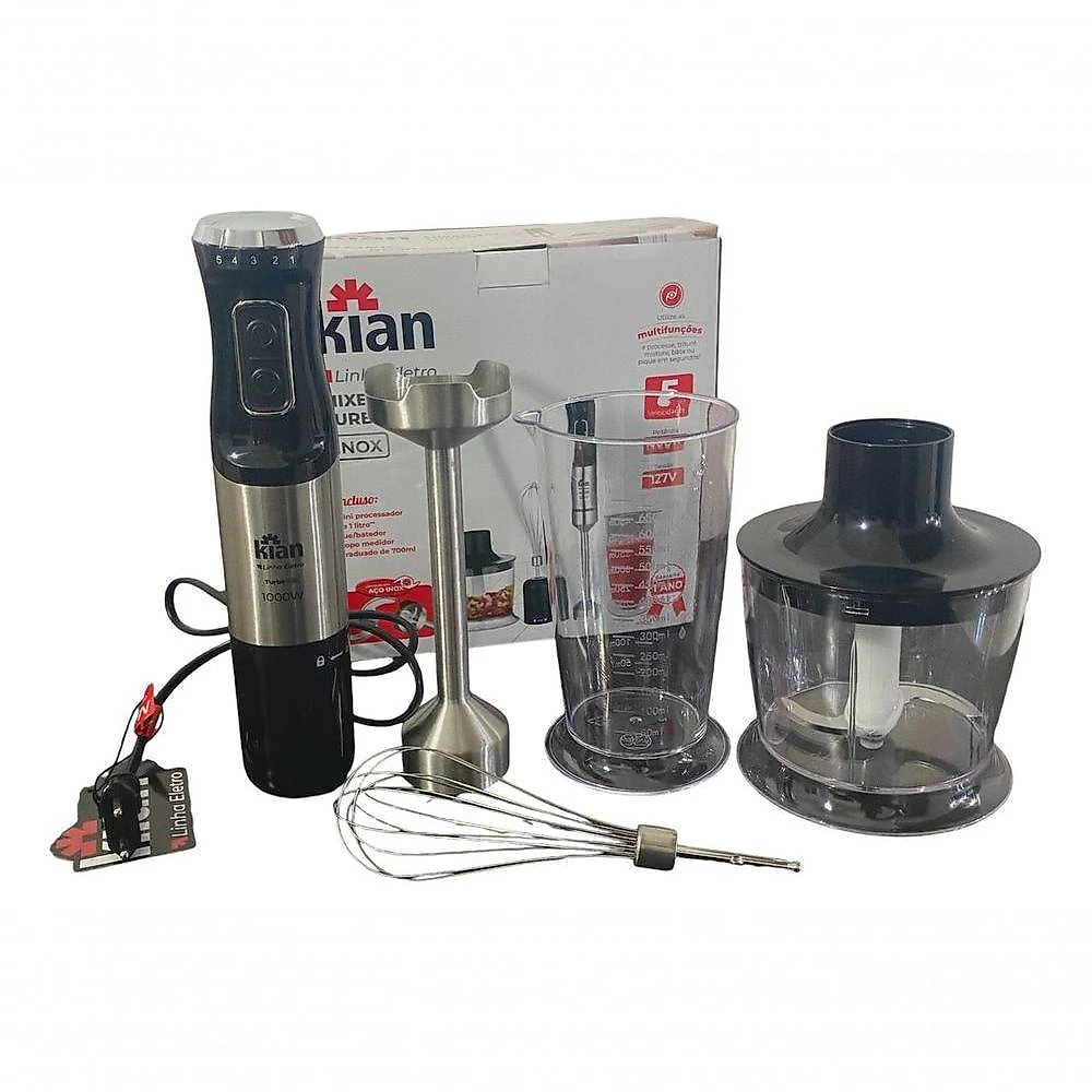 Mixer 3 em 1 com Misturadora Turbo Inox 1000W 5 Velocidades Preto 110V
