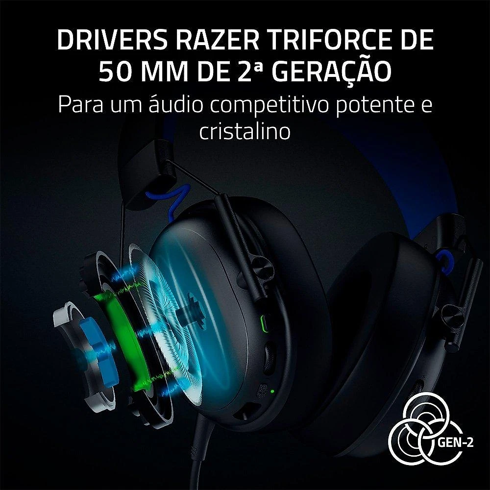Headset Sem Fio Gamer Razer Blackshark V3 X HyperSpeed, PlayStation, Drivers 50mm, Preto - RZ04-05420400