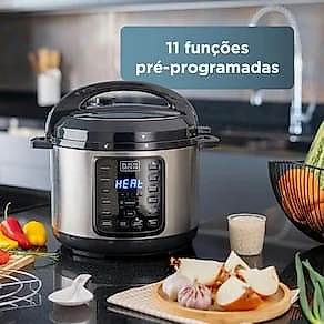 Panela de Pressão Elétrica Black+Decker PP900G Gourmand Gris 5L 900W Inox 110V