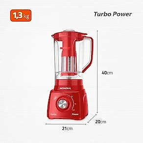 Liquidificador Mondial Turbo Power L99-FR 2,2L 500W 3 Velocidades Vermelho 110V