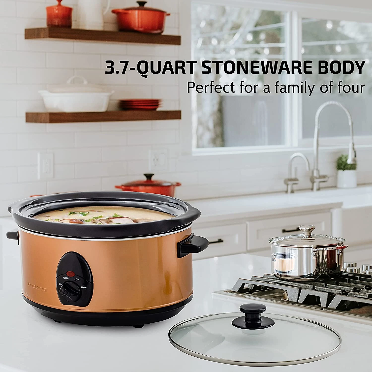 Ovente Panela Elétrica 35L Multifuncional Aço Inoxidável 3 Te mperaturas 110V200W Laranja