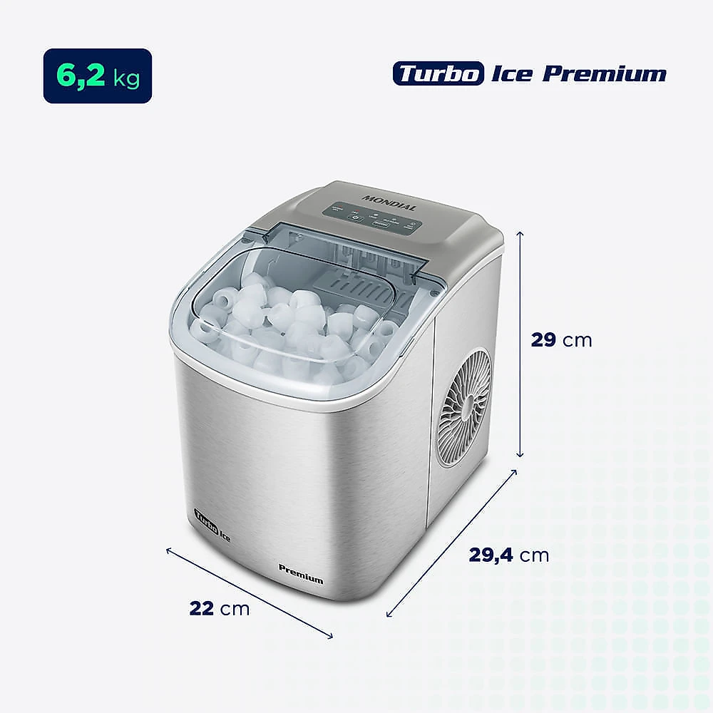 Máquina de Gelo Turbo Mondial Ice Premium MG-12-GI Cinza - 127V
