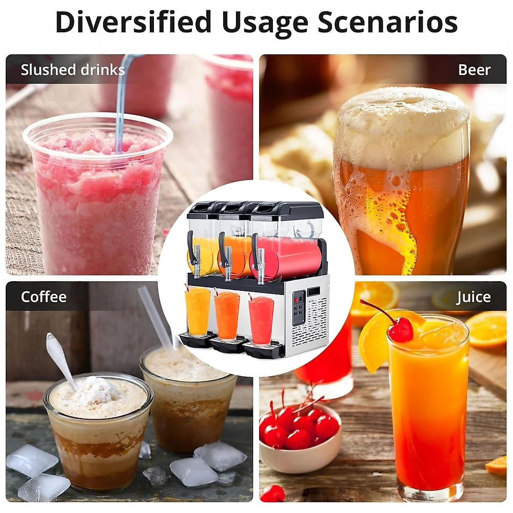Máquina de Slush Raspadinha Takywep 36L Comercial Preta Aço Inoxidável Auto Limpeza 860W