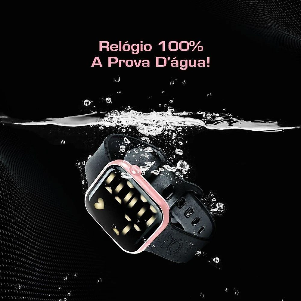2 Relogio Feminino Digital Led Rose + Oculos Sol + Caixa