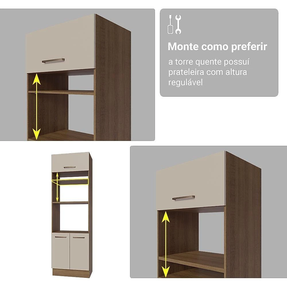 Armário De Cozinha Completa 549cm Rustic/crema Agata Madesa 01 Rustic/crema